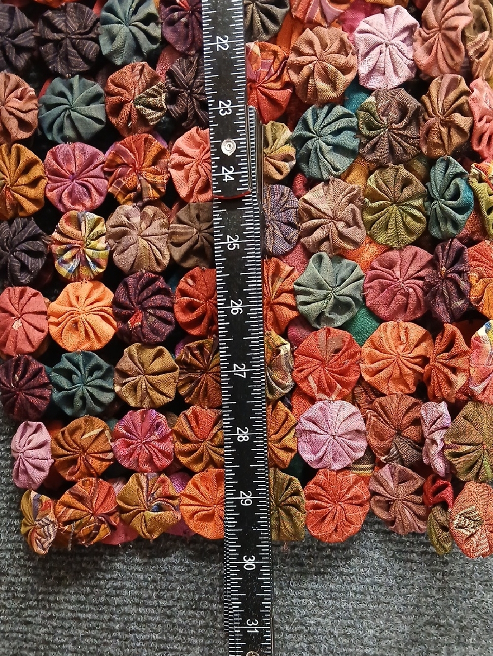 Vintage YoYo Quilt Rosettes Open Cardigan Boho Cottagecore Jacket Sz Med - Picture 9 of 10